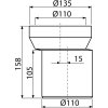 ALCA Dopojení k volně stojícímu WC, excentrické 15 mm, DN 110, délka 158 mm, PP, bílé A92