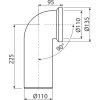 ALCA Dopojení k volně stojícímu WC, koleno 90°, DN 110, délka 225 mm, PP, bílé A90-90