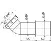 ALCA Připojovací koleno 45° pro vaničkové sifony, G 6/4" × DN 40/50 A52