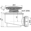 ALCA Sifon vaničkový, pro otvor 60 mm, DN 40, krytka Ø 91 mm, plast, chrom-lesk A47CR-60