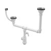 ALCA Sifon pro dvoudřez DN 40/50 dvouúrovňový s přípojkou Ø 17–23 mm, nerezovými mřížkami Ø 115 mm a flexi přepadem A456P