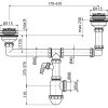 ALCA Sifon pro dvoudřez DN 40/50 dvouúrovňový s přípojkou Ø 17–23 mm a nerezovými mřížkami Ø 115 mm A454P