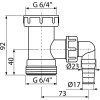 ALCA Mezikus k sifonu G 6/4" × G 6/4" s přípojkou Ø 17–23 mm, plast A30