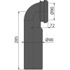 ALCA Koleno odpadu 90° k závěsnému WC, Slim, DN 90 × DN 90, délka 285 mm, PE, černá M968