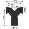 ALCA Spojovací dvojité koleno 90° k závěsnému WC, redukce 2×DN 90 × DN 110, délka 253 mm, PE, černá M909