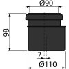 ALCA Redukce odpadu k závěsnému WC, excentrická 7 mm, DN 90 × DN 110, délka 98 mm, PE, černá M907