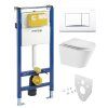 Mereo WC set - Smart flush rimless WC oblé, modul pro sádrokarton, bílé hranaté tlačítko MM02NSETRT520