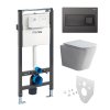 Mereo WC set - Smart flush rimless WC hranaté, modul pro sádrokarton, černé hranaté tlačítko MM02NSETRT331