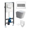 Mereo WC set - Smart flush rimless WC hranaté, modul pro sádrokarton, hranaté tlačítko bílá/chrom MM02NSETRT330