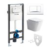 Mereo WC set - Smart flush rimless WC hranaté, modul pro sádrokarton, bílé hranaté tlačítko MM02NSETRT320