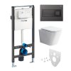 Mereo WC set - Rimless WC hranaté, modul pro sádrokarton, černé hranaté tlačítko MM02NSETRS331
