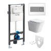 Mereo WC set - Rimless WC hranaté, modul pro sádrokarton, hranaté tlačítko bílá/chrom MM02NSETRS330
