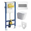 Mereo WC set - Rimless WC hranaté, modul pro sádrokarton, hranaté tlačítko bílá/chrom MM02NSETRS330