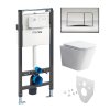 Mereo WC set - Rimless WC hranaté, modul pro sádrokarton, chrom hranaté tlačítko lesklé MM02NSETRS322