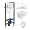 Mereo WC set - Rimless WC oblé, modul pro sádrokarton, bílé oválné tlačítko MM02NSETRS110