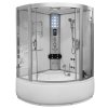 Aplomo Luxor White 135x135x220 parní masážní sprchový box s hydromasážní vanou, MO-08135SW