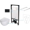 Deante Peonia 6v1 White WC závěsný komplet, černé tlačítko, CDEN6ZPW