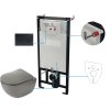 Deante Peonia 6v1 Antracit WC závěsný komplet, černé tlačítko, CDENDZPW