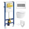 Mereo WC set - Smart flush rimless WC oblé, modul pro sádrokarton, bílé hranaté tlačítko MM02NSETRT230