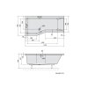 Polysan VERSYS L asymetrická vana 170x84x70x47cm, bílá 70111