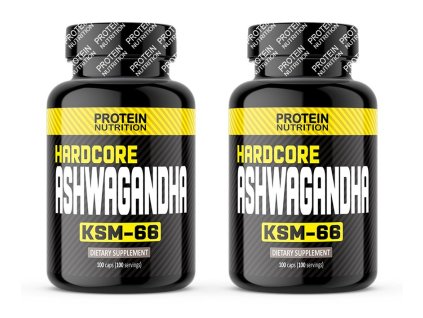 1+1 Zadarmo: Hardcore Ashwagandha - Protein Nutrition (Balení 100 kaps. + 100 kaps.)