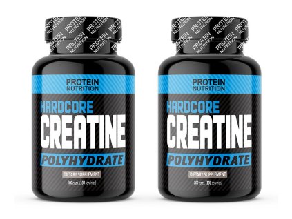 1+1 Zadarmo: Hardcore Creatine Polyhydrate - Protein Nutrition (Balení 100 kaps. + 100 kaps.)