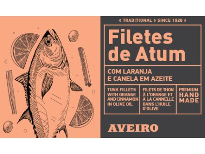 Aveiro Tuňákové filety v olivovém oleji s pomerančem a celým kouskem skořice 120 g
