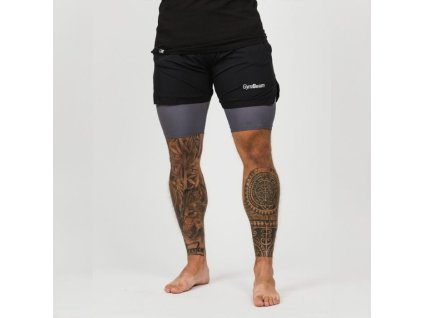Pánské Šortky 2in1 Black Grey - GymBeam (Velikost XL, Barva černá)