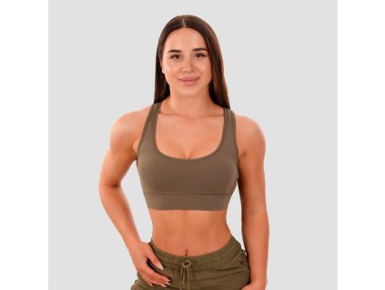 Sportovní podprsenka Mesh Panel olive - GymBeam