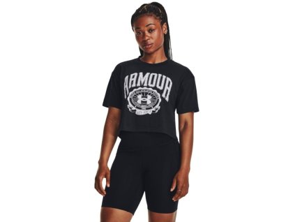 Dámský top Collegiate Crest Crop Top SS Grey - Under Armour (Velikost M, Barva černá)