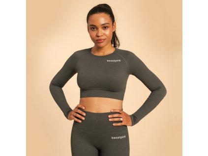 Dámský top Hyper Crop Top Shadow - BeastPink (Velikost XXL, Barva šedá)