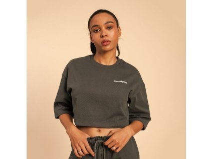 Dámské tričko Cropped Serenity Shadow - BeastPink (Velikost XL, Barva šedá)
