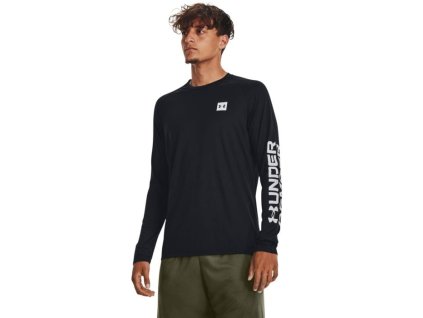 Pánské tričko Tech Prt Fill LS Black - Under Armour (Velikost XXL, Barva černá)
