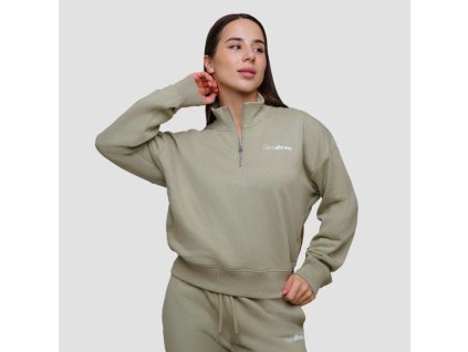 Dámská mikina Agile ½ Zip Sage - GymBeam (Velikost XXL, Barva zelená)