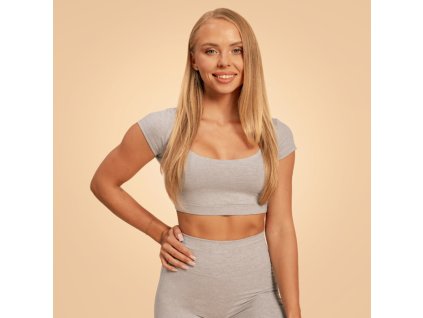 Dámské triko Cropped Sense Grey - BeastPink (Velikost XL, Barva šedá)