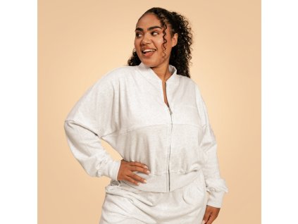 Dámská mikina Zip-Up Bliss Grey - BeastPink (Velikost XL, Barva šedá)