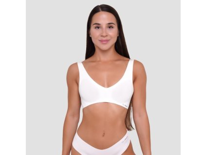 Bezešvá podprsenka Chalk - GymBeam (Velikost XS, Barva bílá)