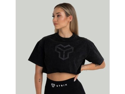 Dámské tričko CropTop Washed Black - STRIX (Velikost XL, Barva černá)