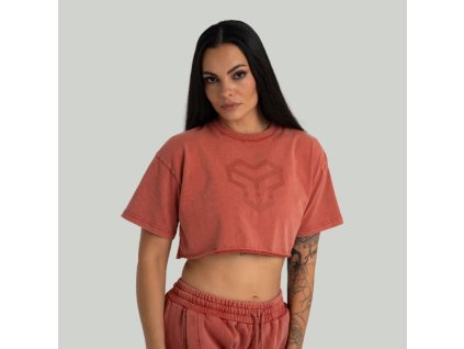 Dámské tričko CropTop Washed Terra - STRIX (Velikost XL, Barva oranžová)
