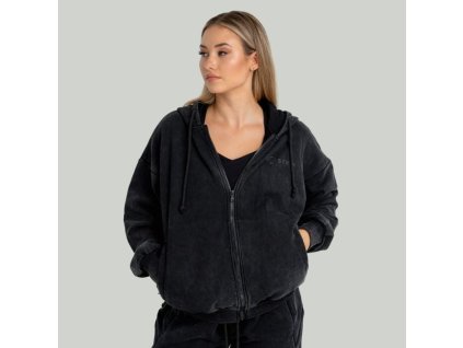 Dámská mikina Zip Washed Black - STRIX (Velikost XL, Barva černá)
