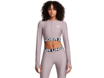 Dámský top HeatGear Rib 1/4 Zip LS Grey - Under Armour