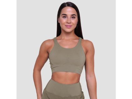 Běžecká sportovní podprsenka Pulse Vetiver - GymBeam (Velikost M, Barva zelená)