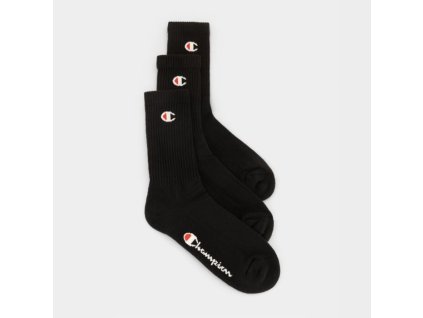Champion Crew Socks 3Pack Black (Velikost L, L - (43 - 46), Barva černá)