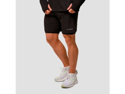 Běžecké šortky 2in1 Pulse Black - GymBeam (Velikost M, Barva černá)
