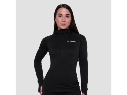 Dámská běžecká mikina 1/2 Zip Pulse Black - GymBeam (Velikost S, Barva černá)