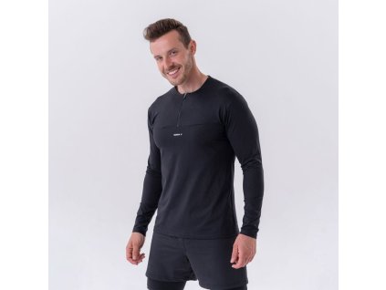 Pánské tričko Long-Sleeve Layer Up Black - NEBBIA