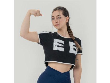 Dámské triko Oversized Crop Top Game On Black - NEBBIA (Velikost L, Barva černá)