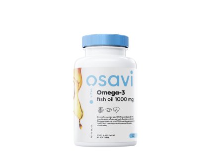 Osavi Omega-3 fish oil, rybí olej, 1000 mg, 60 softgel kapslí