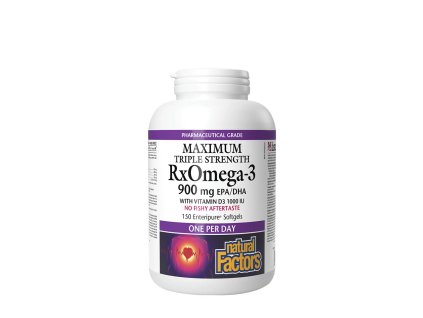 Natural Factors RxOmega-3 with Vitamin D3 Maximum Triple Strength 900 mg 150 softgels