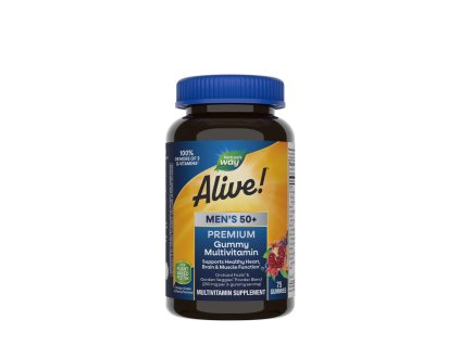 Natures Way Alive! Premium Men’s 50+ Gummy Multivitamin cherry orange & grape 75 želé (Příchuť Třešeň, pomeranč a hroznové víno)